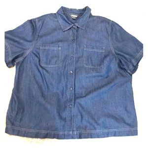 CITY BLUES  BUTTON DOWN SHORT SLEEVE TOP